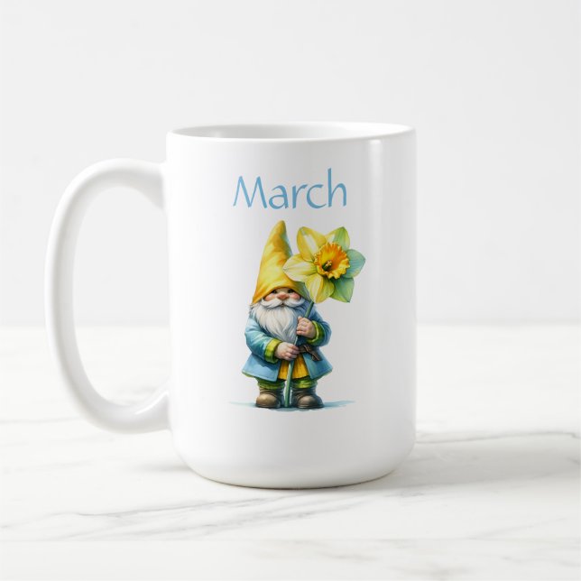 Personlig Mars Birth Month Garden Gnome Kaffemugg (Vänster)