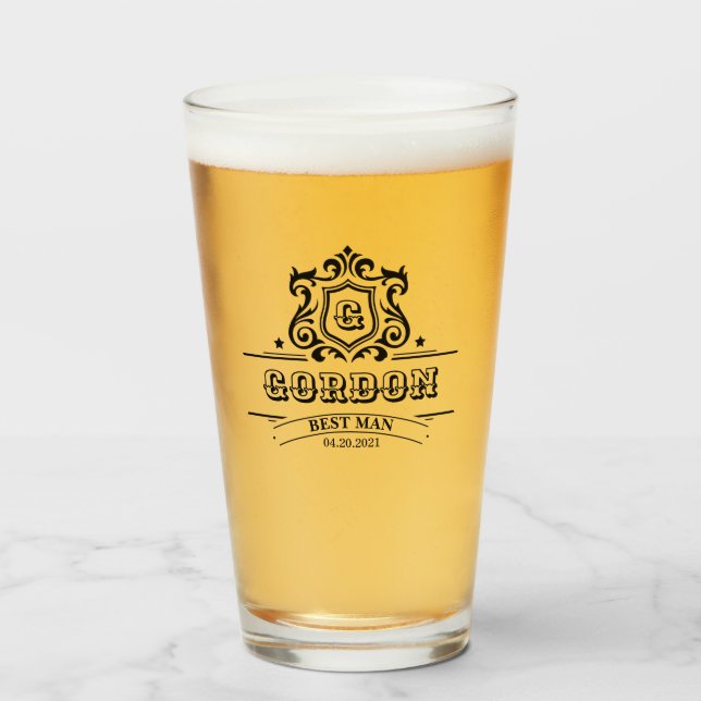 Personlig Marskalkar Bestman Groom Pint Glas (Framsida fylld)