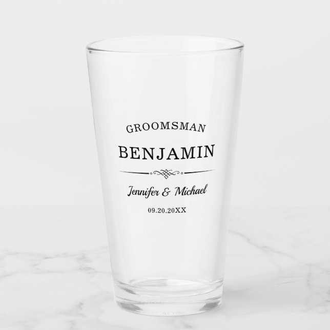 Personlig Marskalkars Gift Elegant bröllop Beer Glaskopp (Framsida)