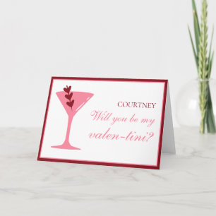 Personlig Martini Galentine's Day Red and Rosa Kort