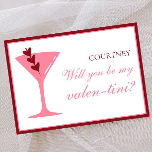 Personlig Martini Galentine's Day Red and Rosa Kort