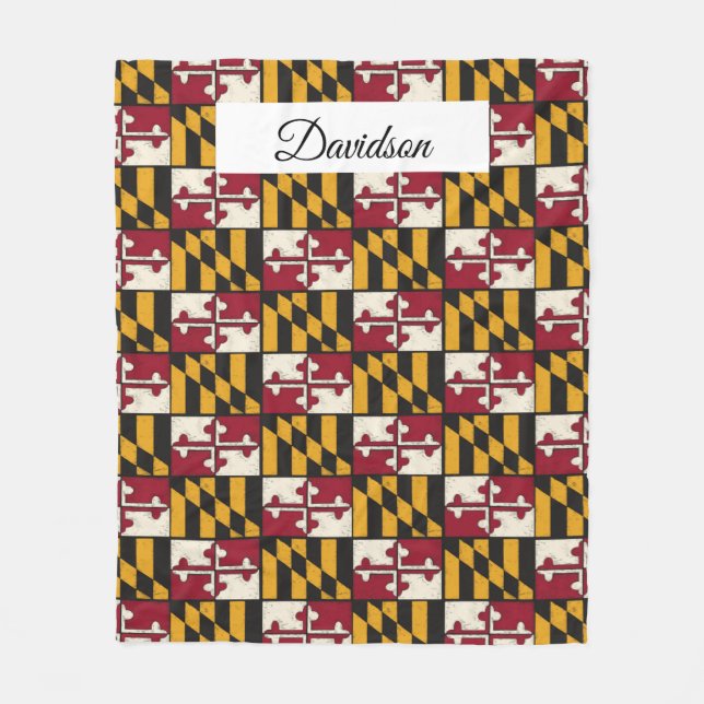 Personlig Maryland Flagga Fleecefilt (Framsidan)