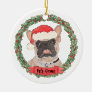 Personlig Mask Frenchie Fransk Bulldog Julgransprydnad Keramik