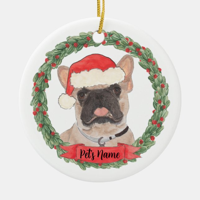 Personlig Mask Frenchie Fransk Bulldog Julgransprydnad Keramik (Framsidan)