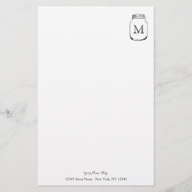 Personlig Mason burk monogram stationär papper (Framsida)