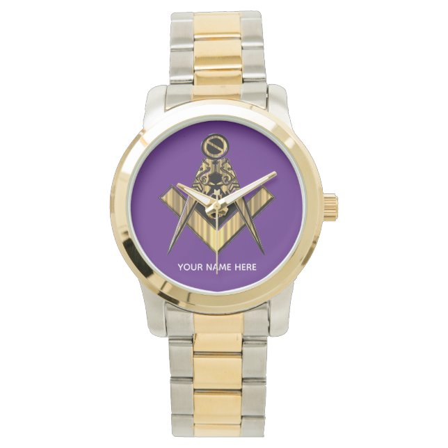 Personlig Masonic Gifts | Freemason Lila Armbandsur (Framsida)
