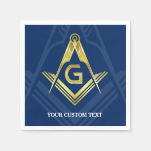 Personlig Masonic Napkins Blåblå Guld Pappersservett