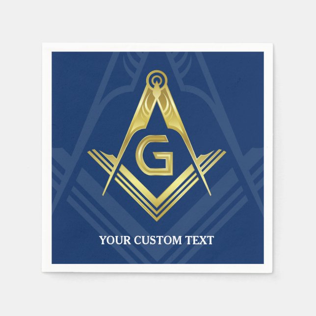 Personlig Masonic Napkins | Blåblå Guld Pappersservett (Framsidan)