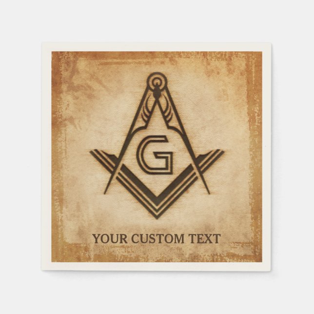 Personlig Masonic Napkins | Rustic Parchment Pappersservett (Framsidan)