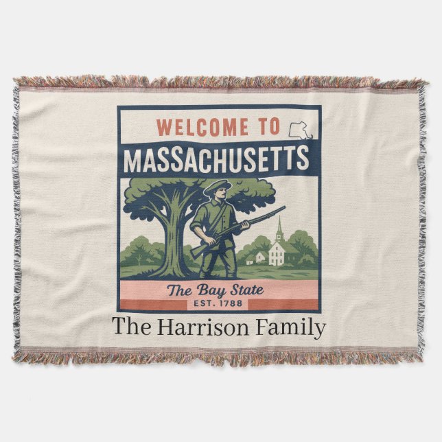 Personlig Massachusetts kastfilt Filt (Framsidan)