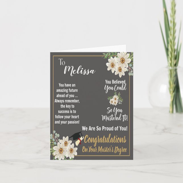 Personlig Master's Degree Studenten Kort (Framsida)