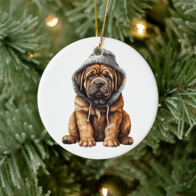 Personlig Mastiff Hund Art Julgransprydnad Keramik (Träd)