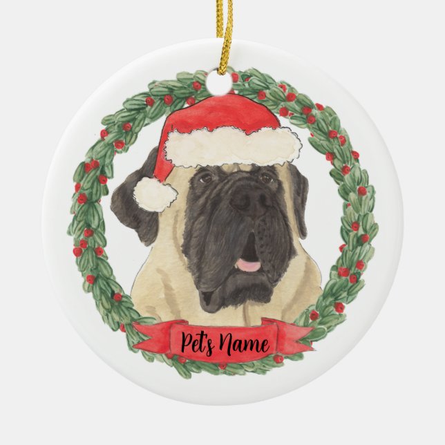 Personlig Mastiff Julgransprydnad Keramik (Framsidan)