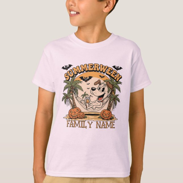 Personlig Matchande Familjenamn Summerween  T Shirt (Framsida)