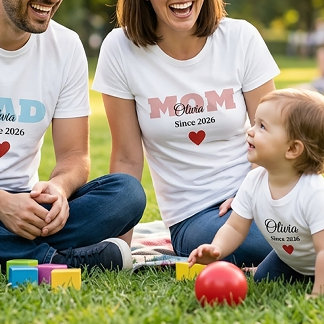 Personlig matchande familjetröja för mamma, pappa t shirt