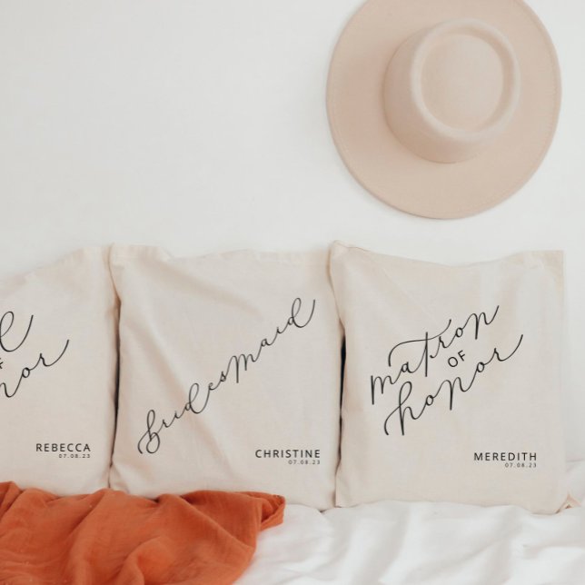 Personlig Matron of Honor Cute Script Tote Bag Tygkasse (Skapare uppladdad)