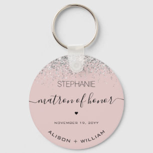 Personlig Matron of Honor Glitter confietti Nyckelring