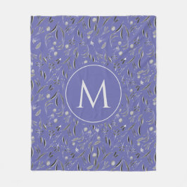 Personlig Mauve Blommigt MONOGRAM Fleecefilt