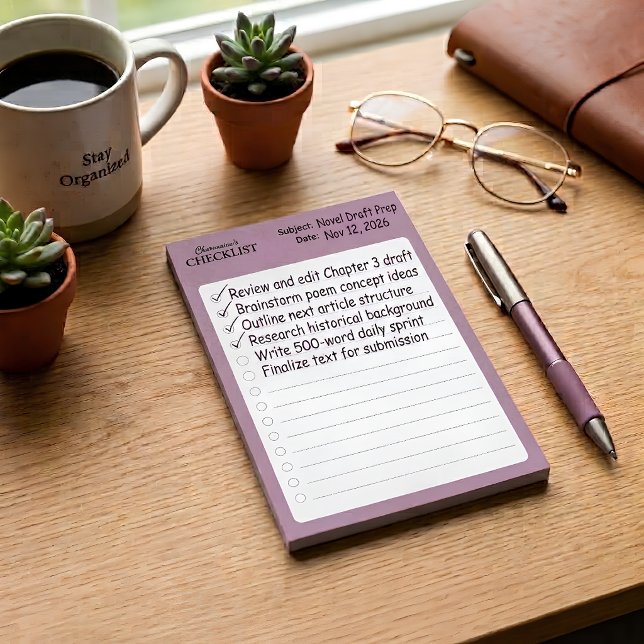 Personlig Mauve Checklista Post-it Block (Skapare uppladdad)