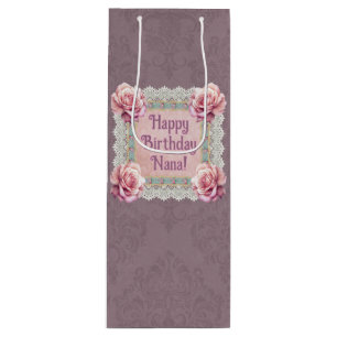 Personlig Mauve Ro Snöre Damask Gift Bag