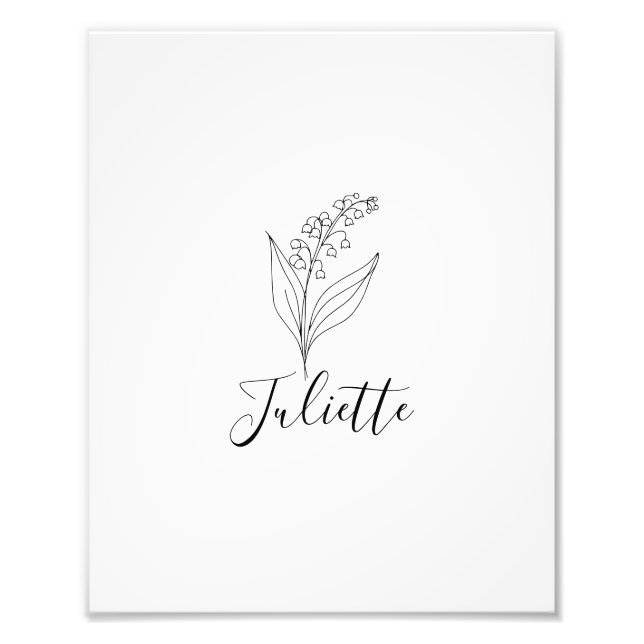 Personlig May Lily of the Valley Birth Flower Fototryck (Framsidan)