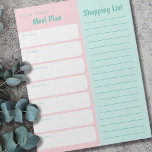 Personlig Meal Planner Shopping List Rosa Blue Anteckningsblock<br><div class="desc">Pastel Rosa och Blue-Anteckningsblock för veckomåls- och inköpslistor. Med detta sagt är mallen inställd för att du ska kunna redigera rubrikerna, så du kan till exempel ändra måltidsplan och köplista till avtalade tider och att göra lista. Anteckningsblocket skrivs ut på varje sida så att du kan ta bort listan och...</div>