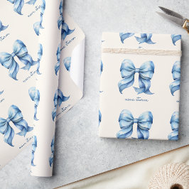 Personlig med blått trendig med Monogram Namn Presentpapper