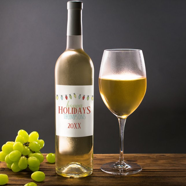 Personlig med färgat Julljus Vinflaska Etikett (Colorful light custom wine labels. )