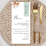 Personlig med gäst Namn, Grönt Jordblooms Meny<br><div class="desc">Varför lägga ut på platskort och menykort när du kan ha en personlig för allt-i-ett-elegantens elegant med varje gäst namn! Contemporary, enkel design och elegant med vacker, modern handskriven utformning. Rand i det övre hörnet av högerna i grönt med gäst namn i svart. Tillbaka i samma grönt som rand. Förmåga...</div>