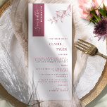 Personlig med Guest Namn, Burgundy Bröllop Meny<br><div class="desc">Varför lägga ut platskort och menykort när du kan ha en personlig för allt-i-ett-elegantens elegant med varje gästs namn? Contemporary, enkel och elegant design med vacker, handskriven kalligrafi. Rand i det övre lämnat hörnet är i en burgundisk ton med gästernas namn i vitt. Obs! Det finns inga hämtningsbara gästlistor i...</div>