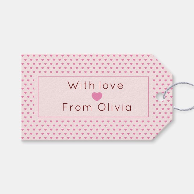 Personlig med Kärlek enkel Rosa Presentetikett (Framsidan (Horisontell))