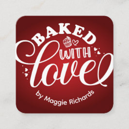 Personlig med Kärlek Red Bakery Fyrkantigt Visitkort