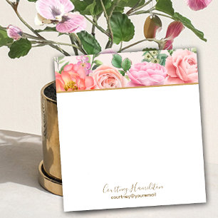 Personlig med Namn Blommigt Rosa ros Anteckningsblock