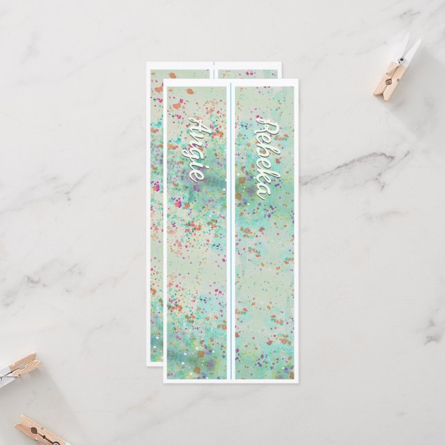 Personlig med Namn Paint Stänk 2 Bokmärken (Fram/Back In Situ)