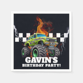 Personlig med Namn Retro Monster Lastbil Pappersservett