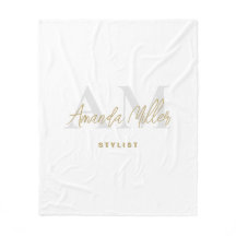 Personlig med Namn White Guld Modern Monogram