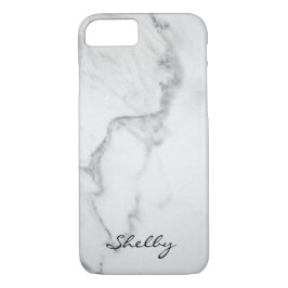 Personlig med namnet Carrara Marble iPhone 7 Fodra