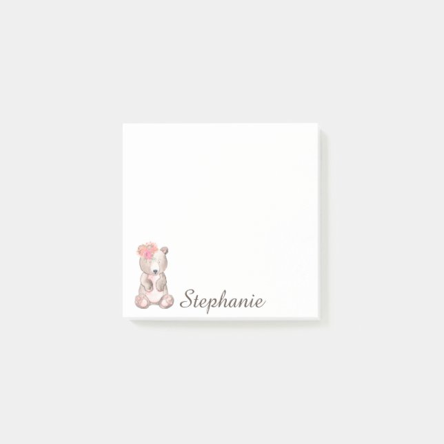 Personlig med svep med blommor vattenfärg post-it block (Framsida)