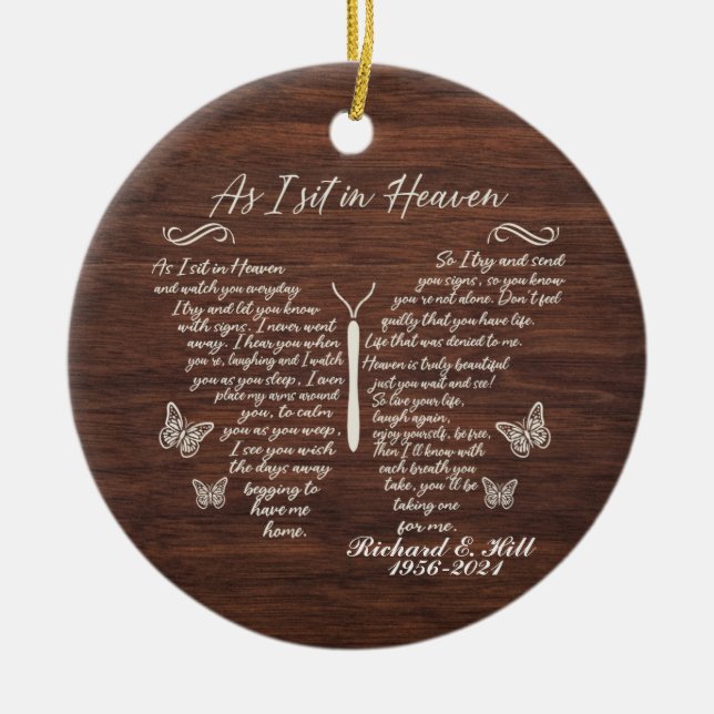 Personlig medan jag sitter i himmelska julklappen julgransprydnad keramik (Framsidan)