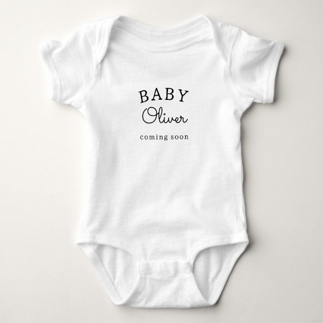 Personlig Meddelande om att Baby Namn kommer snart T Shirt (Framsida)