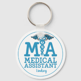 Personlig Medicinsk assistent - blå nyckelkedja Nyckelring
