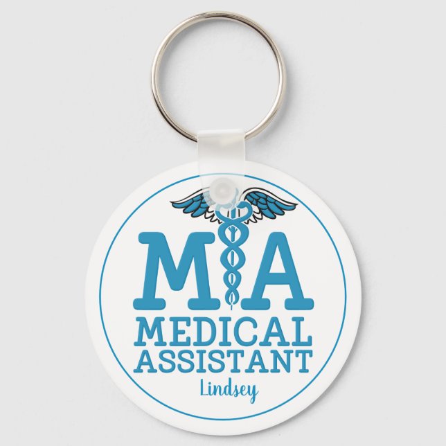 Personlig Medicinsk assistent - blå nyckelkedja Nyckelring (Framsida)
