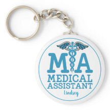 Personlig Medicinsk assistent - blå nyckelkedja