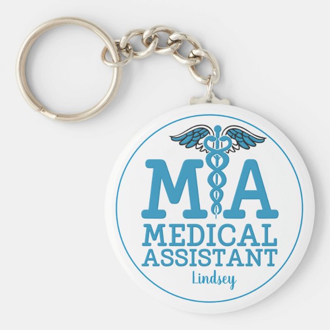 Personlig Medicinsk assistent - blå nyckelkedja Nyckelring (Framsidan)