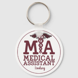Personlig Medicinsk assistent Burgundy Keychain Nyckelring
