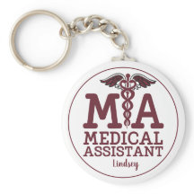 Personlig Medicinsk assistent Burgundy Keychain