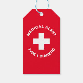 Personlig medicinsk varning Diabetiker Röd Presentetikett