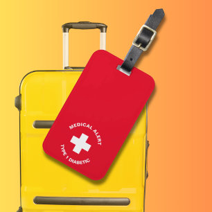 Personlig Medicinsk varning Diabetisk Red Bagagebricka