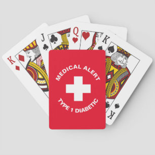 Personlig Medicinsk varning Diabetisk Red Casinokort