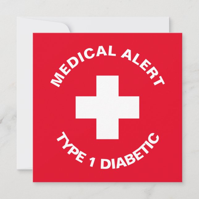 Personlig Medicinsk varning Diabetisk Red Inbjudningar (Framsida)